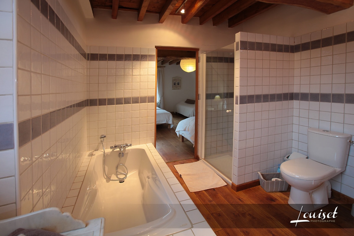salle de bains avec baignoire tout confort