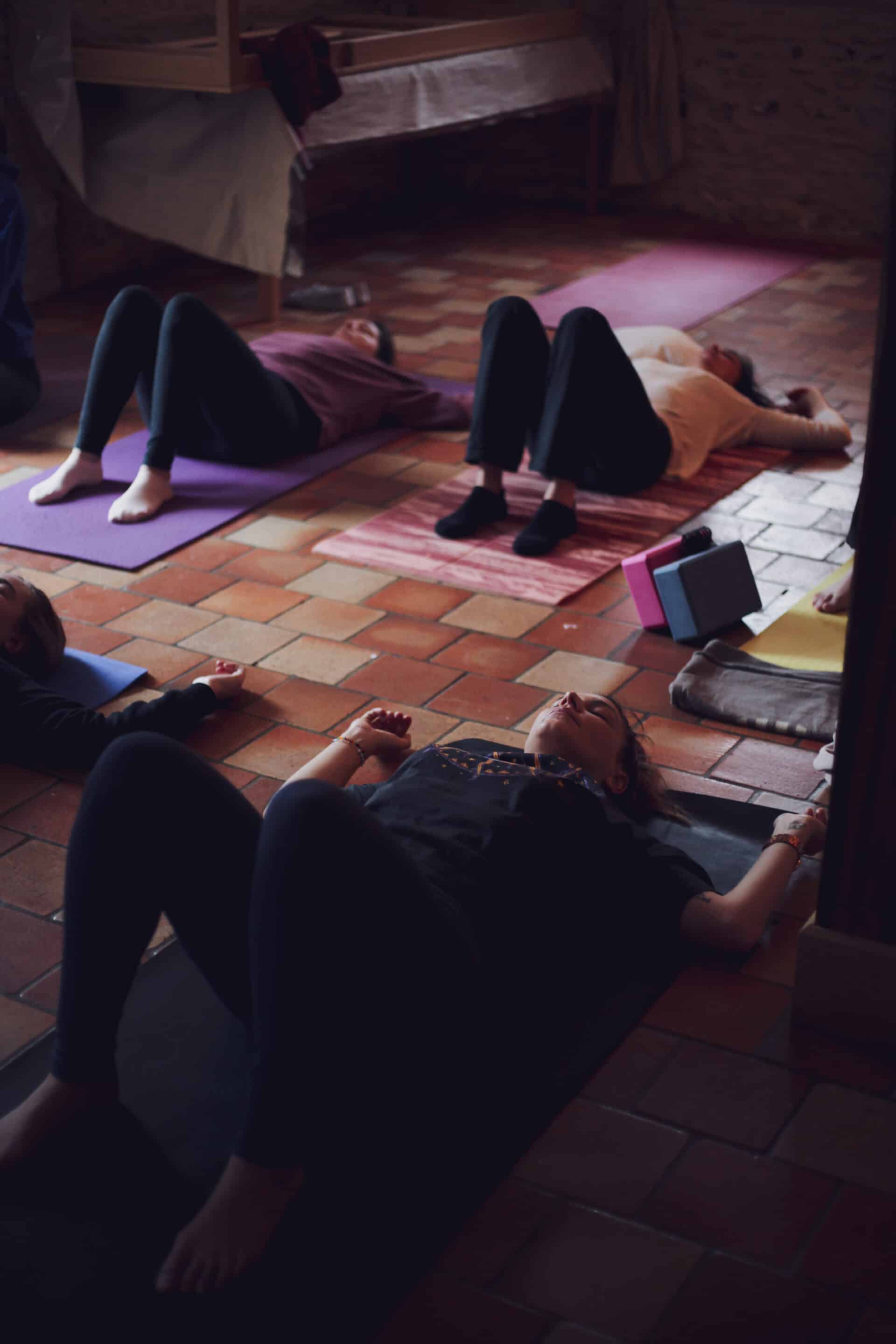 a yoga class in our quiet and soothing cottage