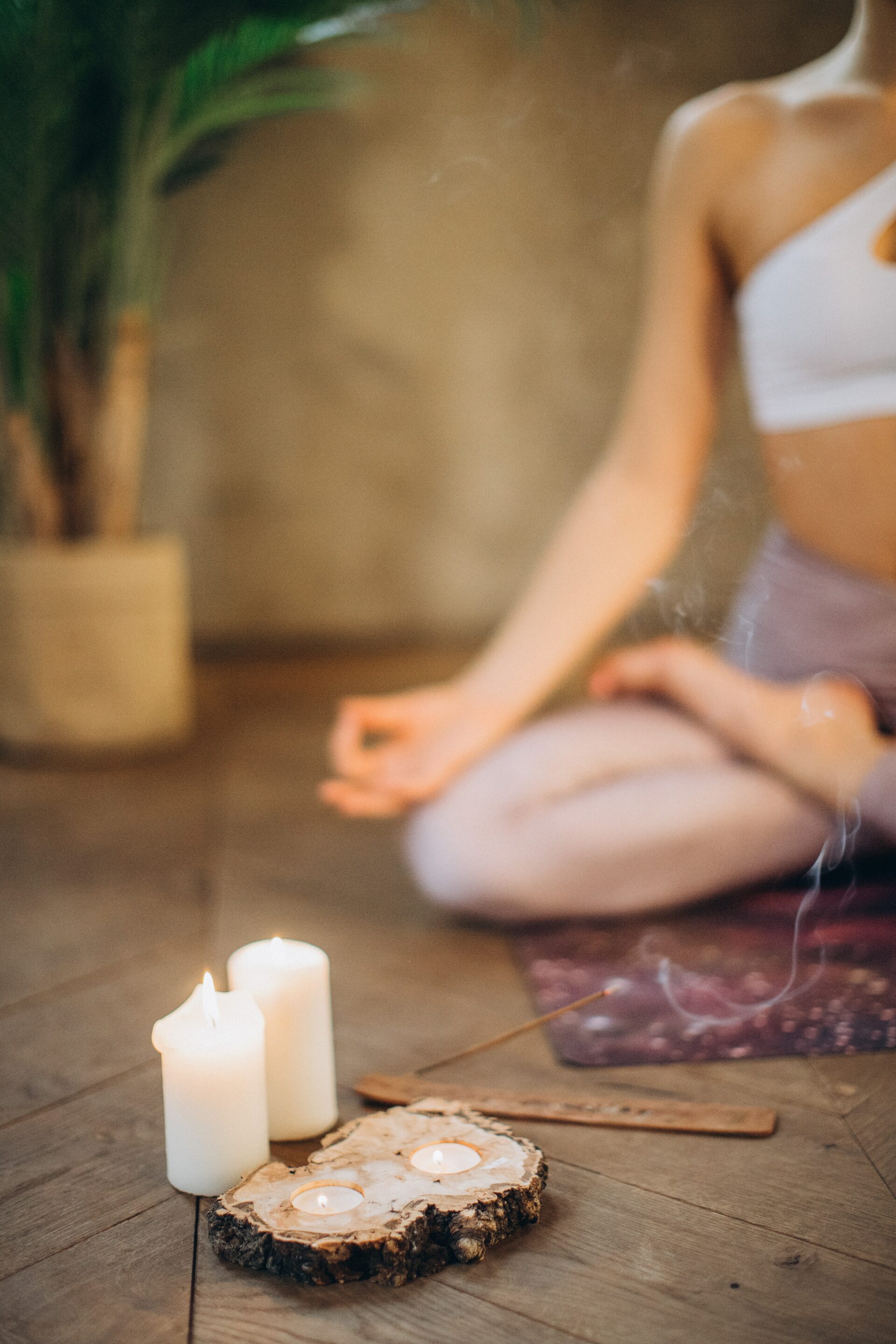 One person practices yoga in the beautiful natural surroundings of our B&B, during a wellness workshop where yoga and Qi Gong are taught to balance energy and promote relaxation and serenity.